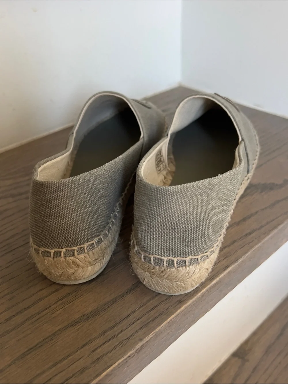 Anine Bing Paloma Embossed Logo Espadrilles in Desert Sage Green NWOB